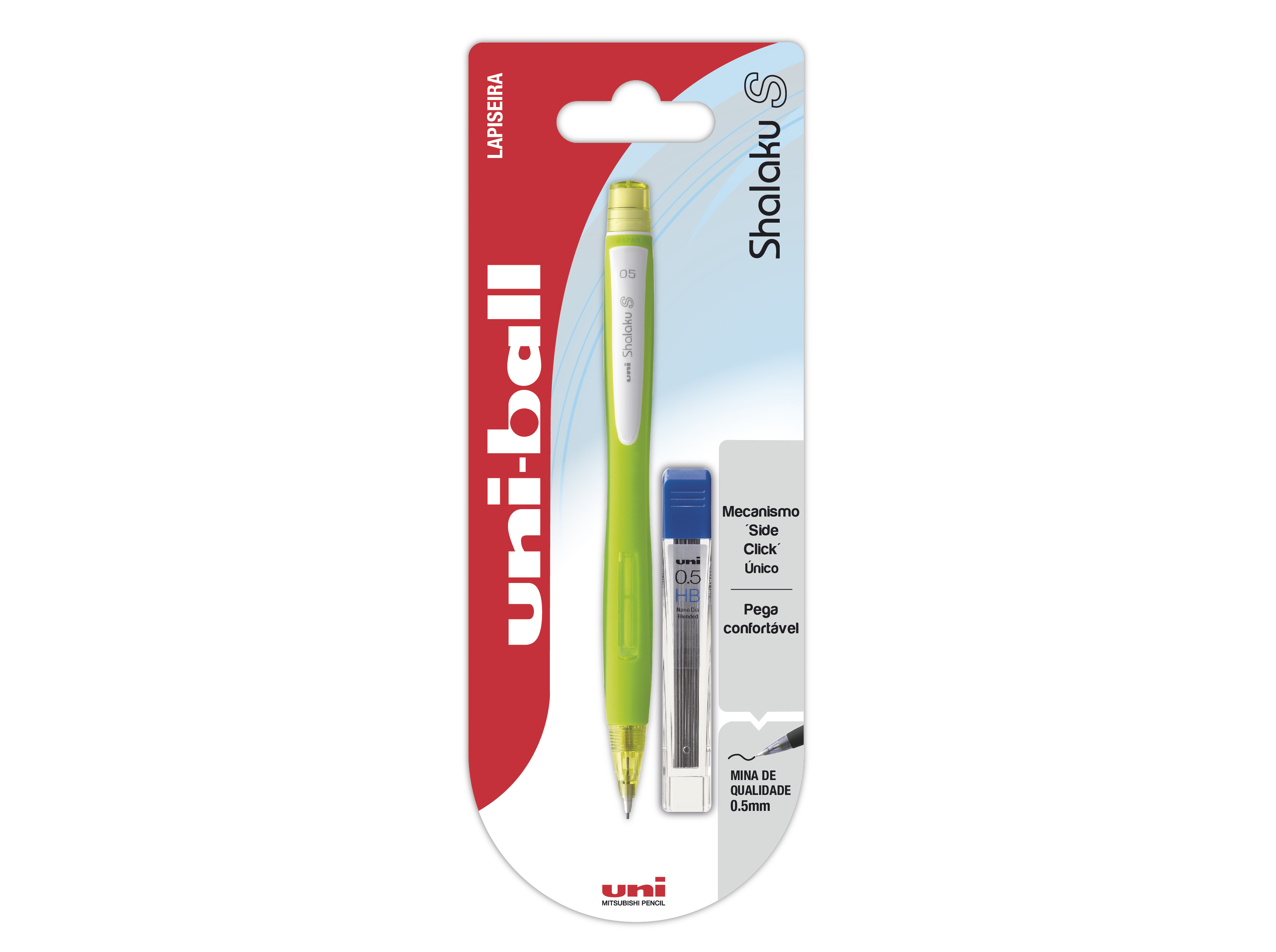 LAPISEIRA SHALAKU UNI-BALL 0.7MM COM TUBO DE MINAS CORES SORTIDAS