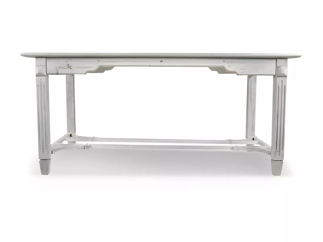 Table à Manger Bois Cerusé Blanc 180x90.5x81.5cm - Décoration d'Autrefois