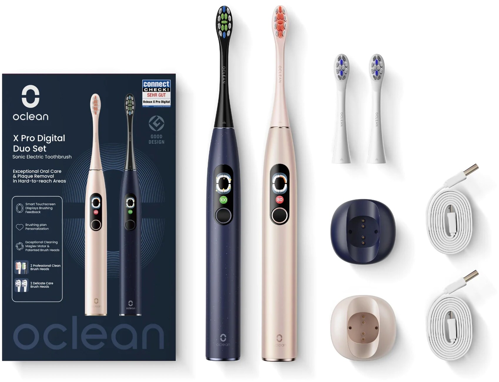Oclean X Pro Digital Duo blau Elektrische Zahnbürste