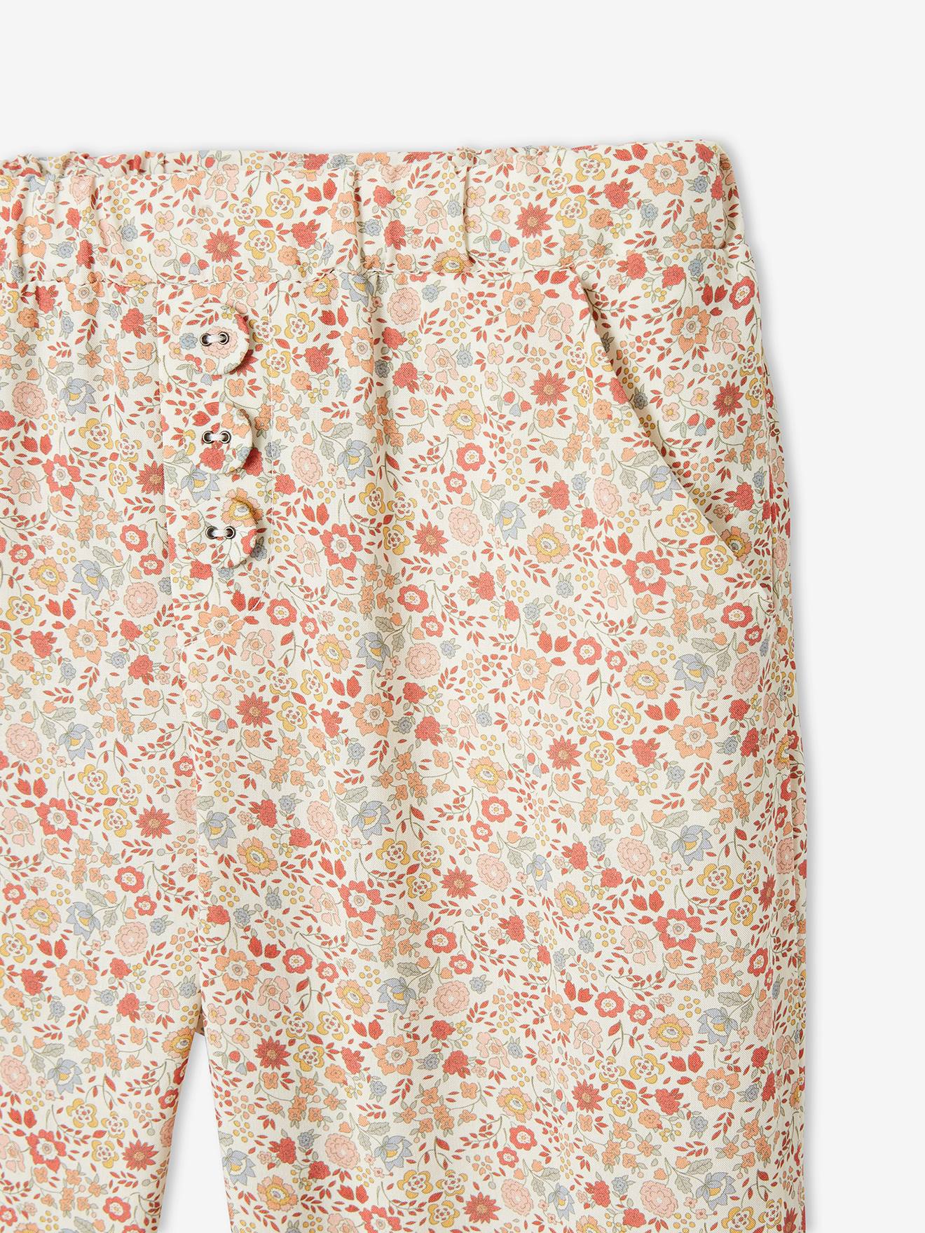 Calças curtas fluidas e estampadas para meninas, xadrez amarelo claro.