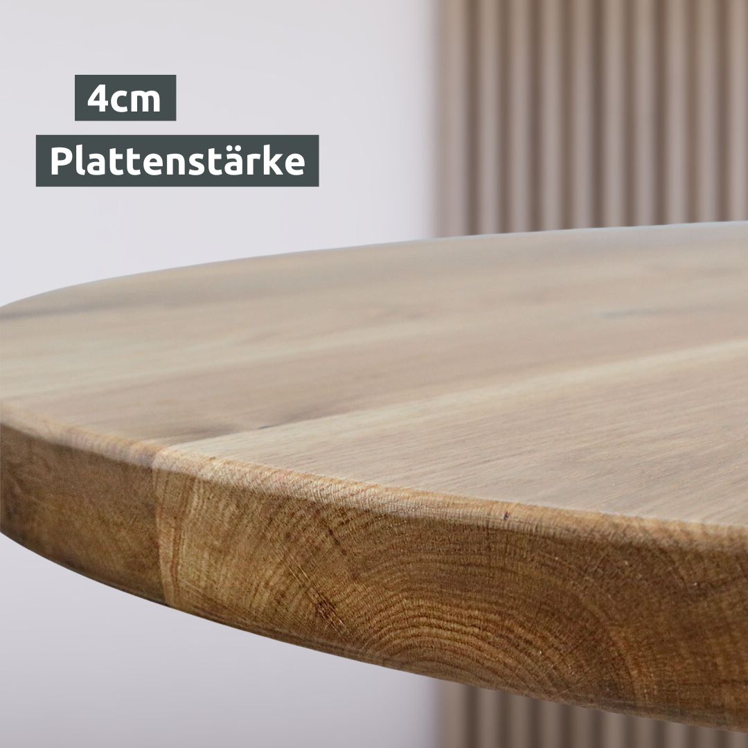 holz4home® Runde Tischplatte aus massiver Eiche | 115 cm