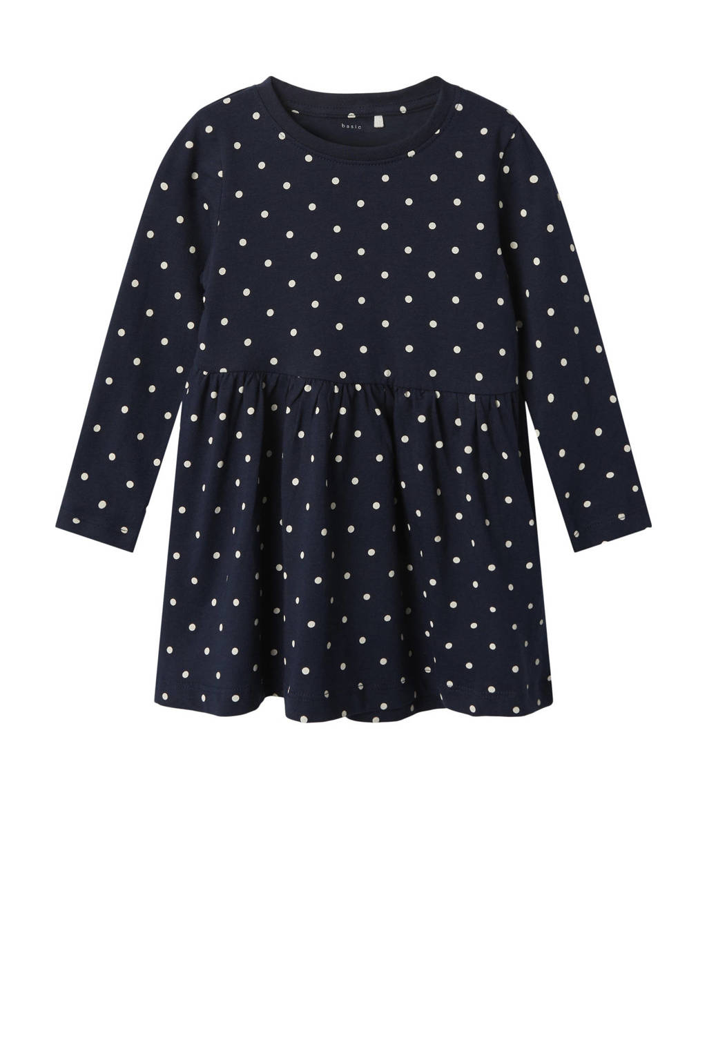 NAME IT jurk NMFVIVIA met stippen donkerblauw/wit
