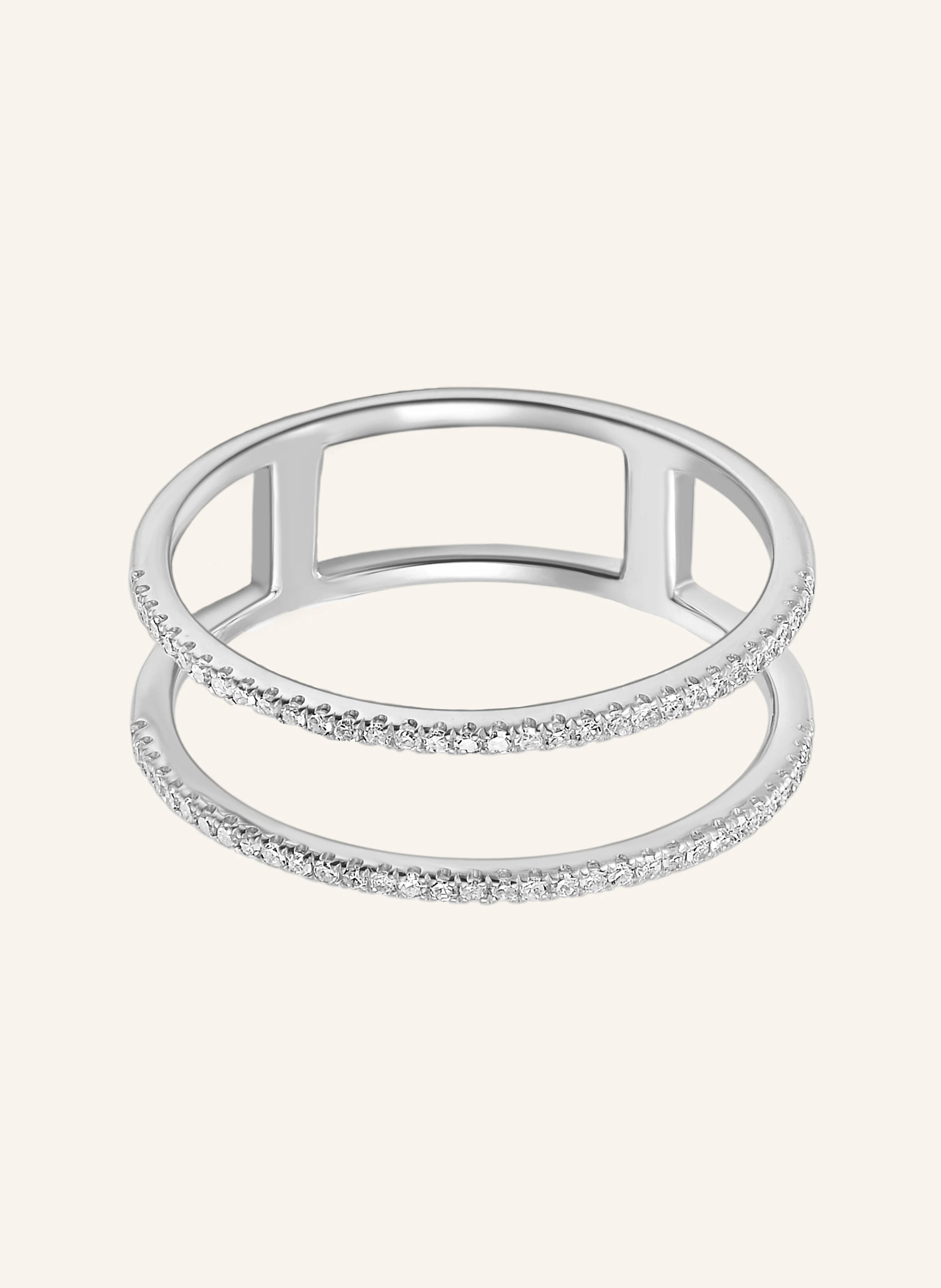 Leaf Ring DOUBLE aus 18 Karat Weißgold mit Diamanten