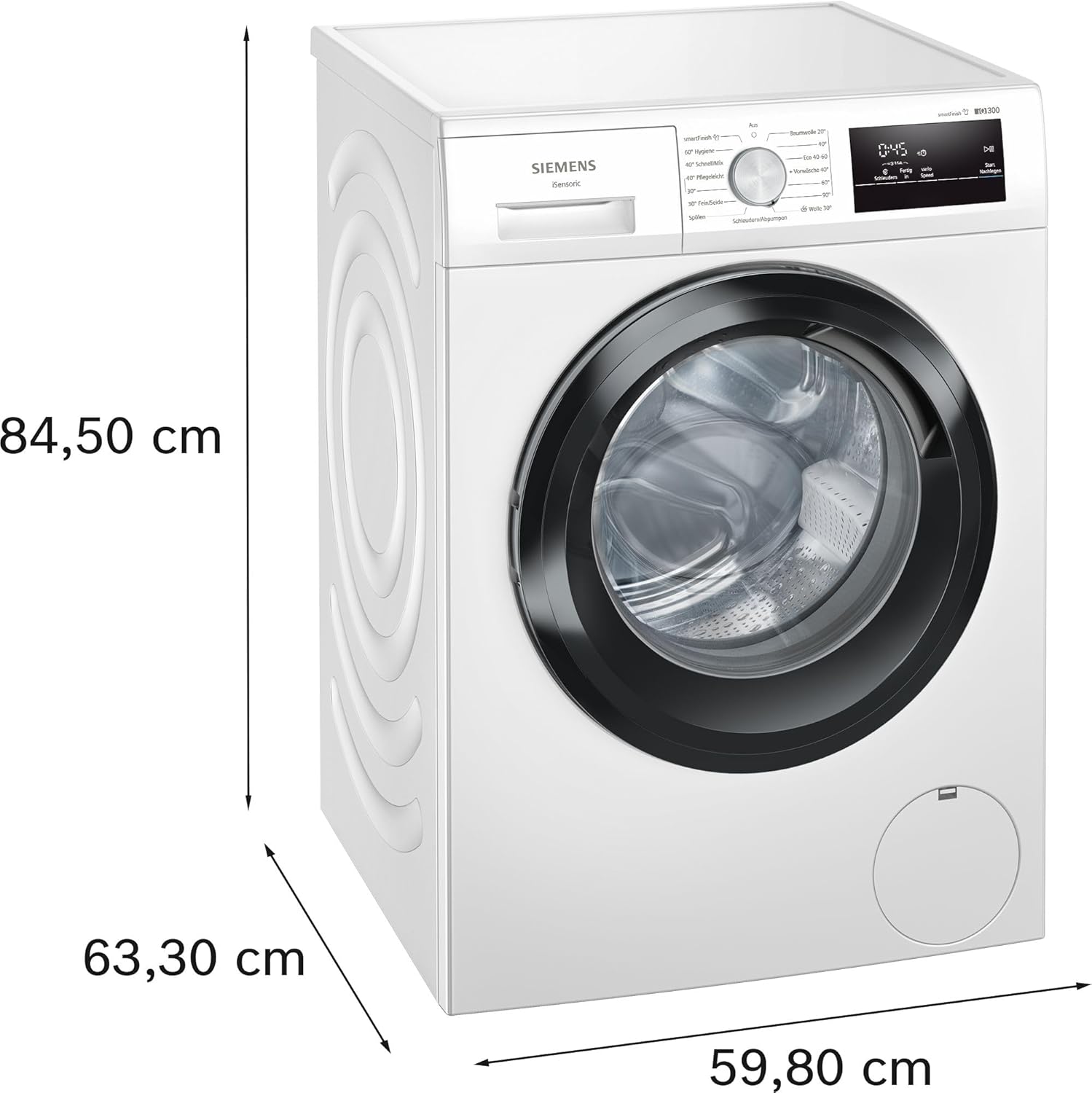 Siemens WM14N001 Waschmaschine iQ300, Frontlader mit 8kg Fassungsvermögen, 1400 UpM, speedPack L, smartFinish, LED-Display, iQdrive, Weiß, 60cm