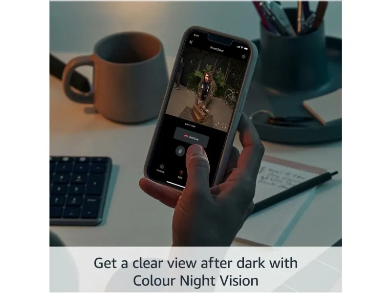 Ring Battery Video Doorbell Pro - Smart dørklokke - med kamera - med Head-to-Toe View, 3D Motion Detection, Colour Night Vision, 30-dages gratis prøve på Ring Protect - trådløs - 802.11b/g/n/ax - 2.4 Ghz, 5 GHz - satinnikkel