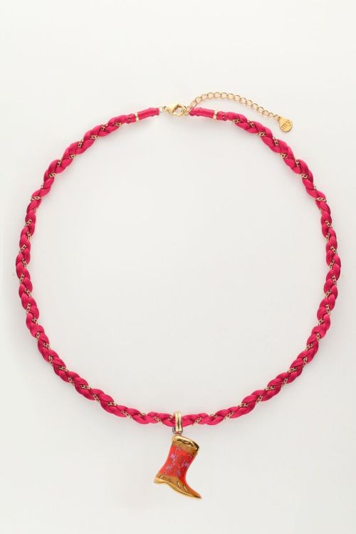 Art rode koord ketting met western boot