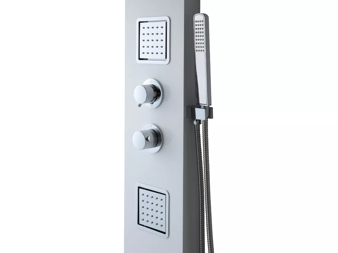 Colonne de douche hydromassante thermostatique AMANDA - avec rangement - 22*145 cm