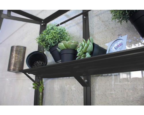 Vitavia Polis 350 balkonkas, enkelvoudig veiligheidsglas, inclusief rolfundering, 81x43 cm, zwart
