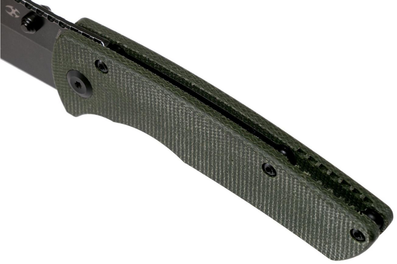 Kansept Main Street T1015A2 Black, Green Micarta zakmes, Dirk Pinkerton design