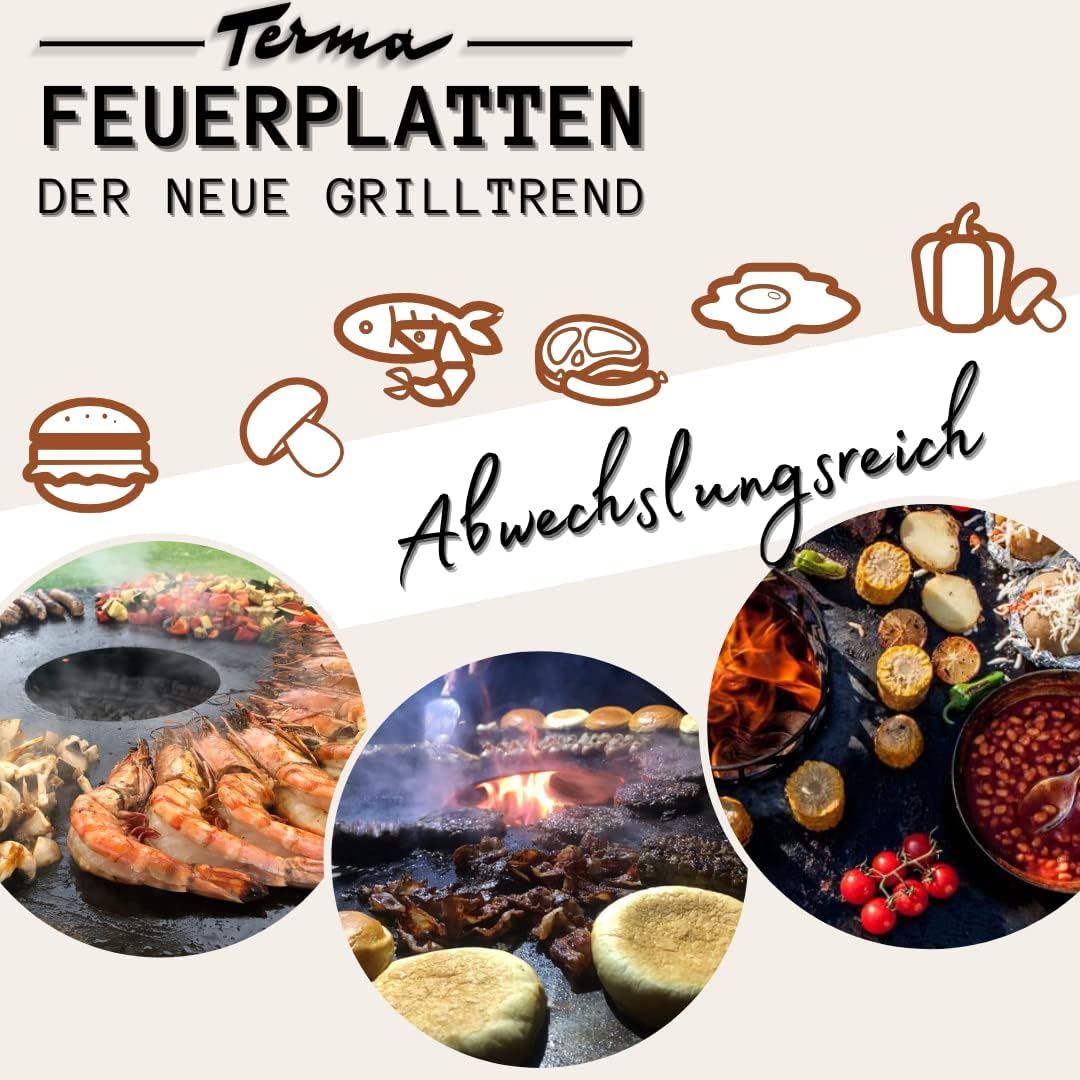 Terma Feuerplatte -80cm- Stärke -6mm- Made in Germany, Grillplatte plancha grillplatte feuerring für feuertonne feuerplatte für 200L Fass