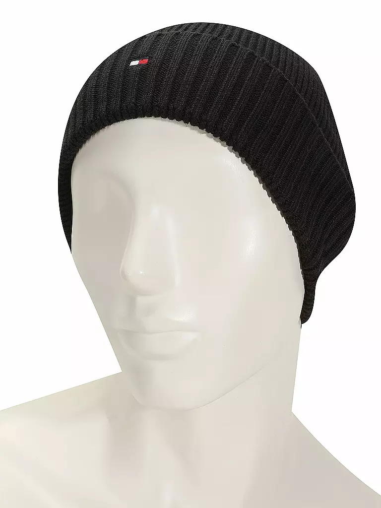 TOMMY HILFIGER Mütze - Haube ESSENTIAL  schwarz