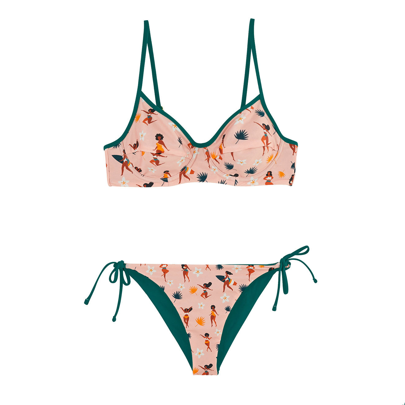 Wild Maillot de bain 2 pièces Simon rose/vert