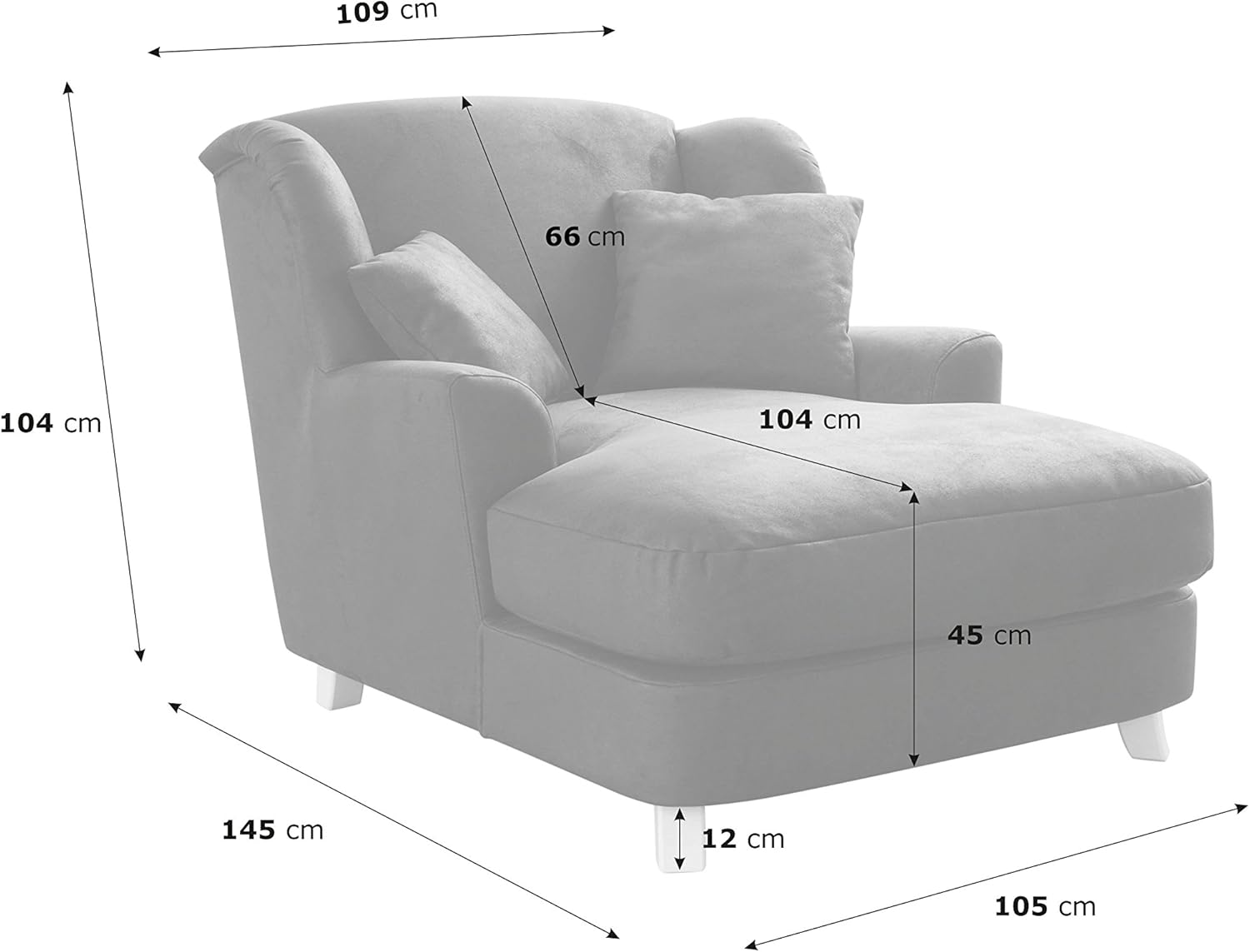 Cavadore XXL-Sessel Assado / Großer Polstersessel mit Holzfüßen und großer Sitzfläche / Inkl. 2 Zierkissen / 109 x 104 x 145 / Flachgewebe Blau (Aqua)