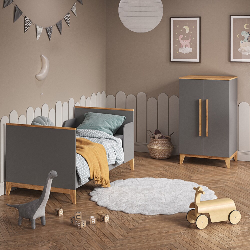 VitaliSpa Kleiderschrank Malia 120x70cm grau, Schrank für Kinderzimmer, 4 Fächer