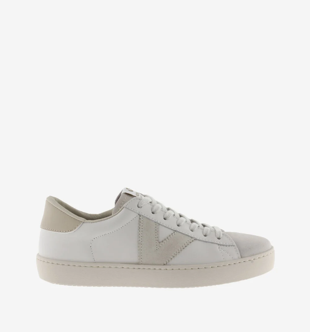 BERLÍN CUIR & CUIR FENDU Baskets blanches unisexes en cuir HIELO