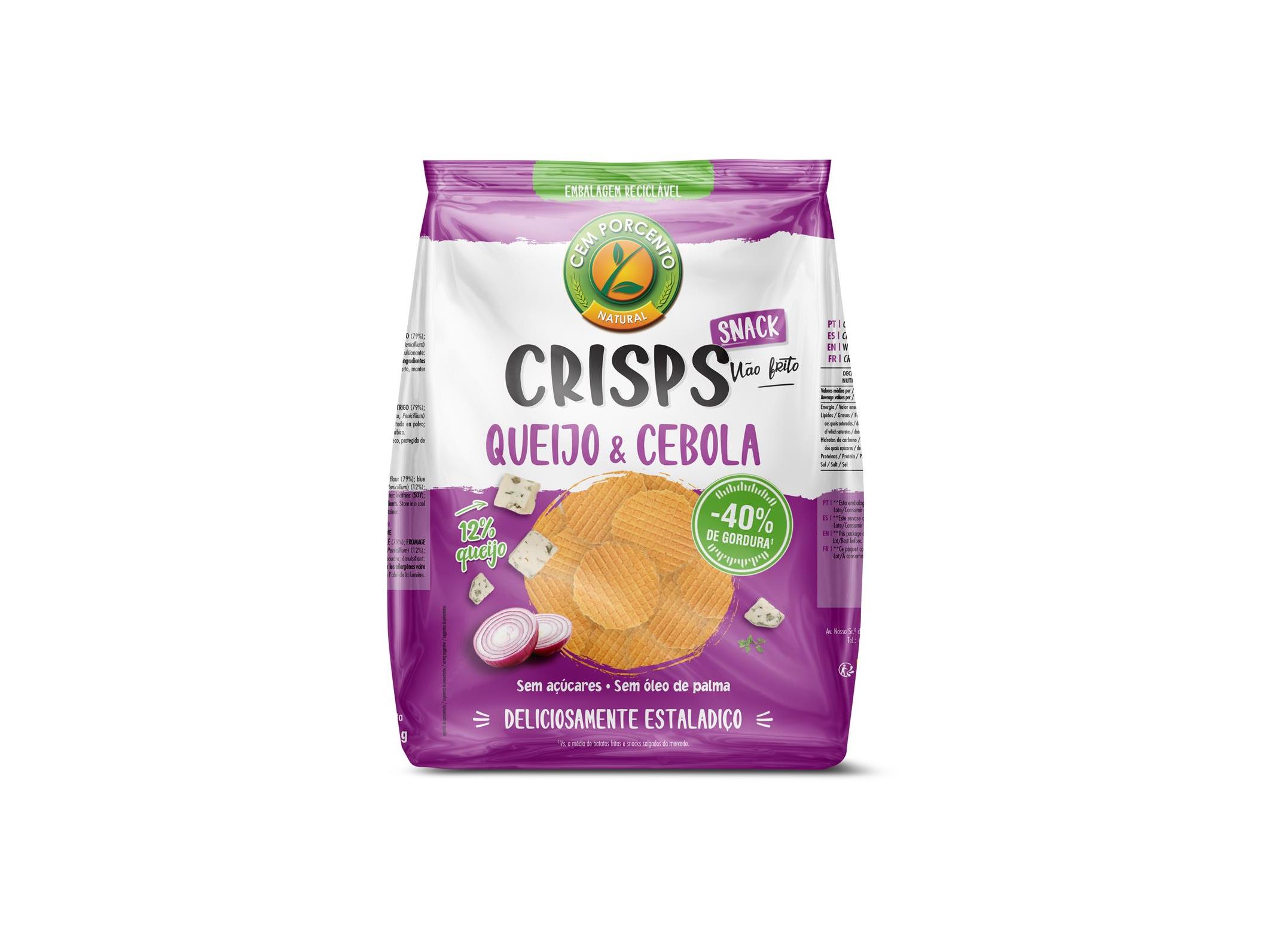 CRISPS CEM PORCENTO QUEIJO E CEBOLA 180G