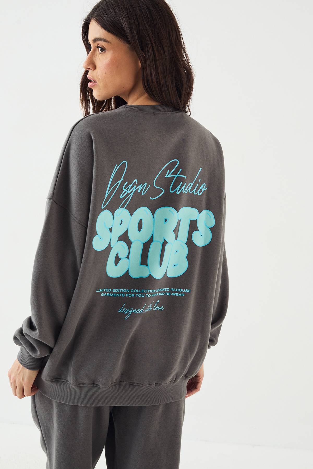 Sweat-shirt Oversize DSGN Studio avec Slogan Sports Bubble