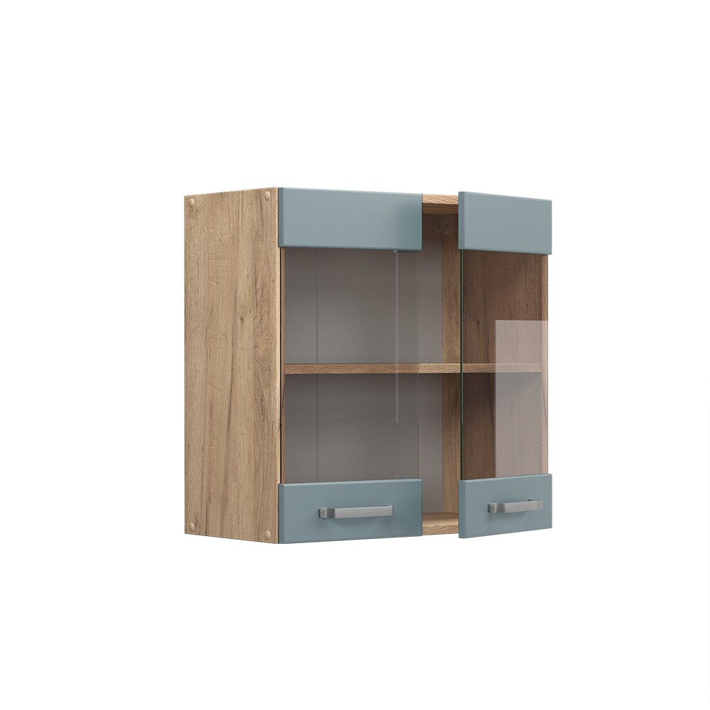Vicco Glashängeschrank Küchenschrank R-Line Solid Eiche Blau Grau 60 cm modern