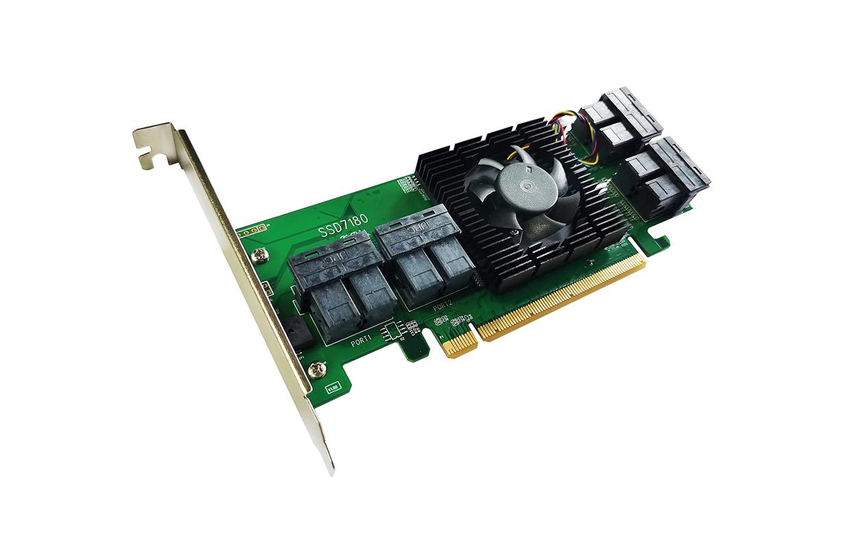 RAID-Controller SSD7180 8x PCIe 3.0 x4 SFF-8643, PCI-Ex16v3<br>HighPoint High Port Count NVMe RAID Serie- 8-Kanal PCIe 3.0 NVMe RAID Controller