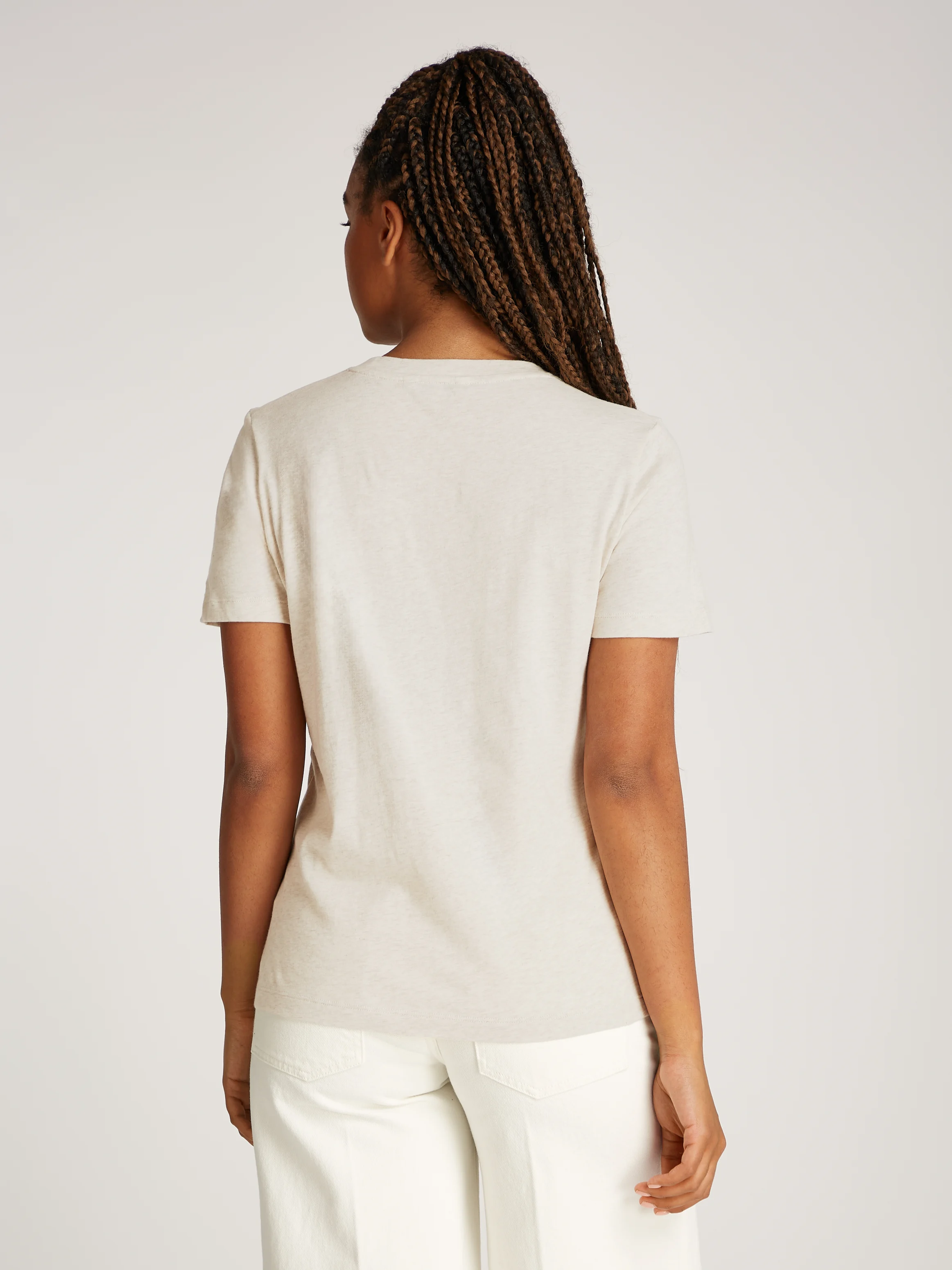Tee-shirt droit encolure ronde en coton | Marron