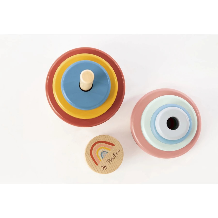 Pinolino Motorik-Set „Ruby“ mit Stapelturm, Holz-Regenbogen und Abakus-Regenbogen, 3-tlg.