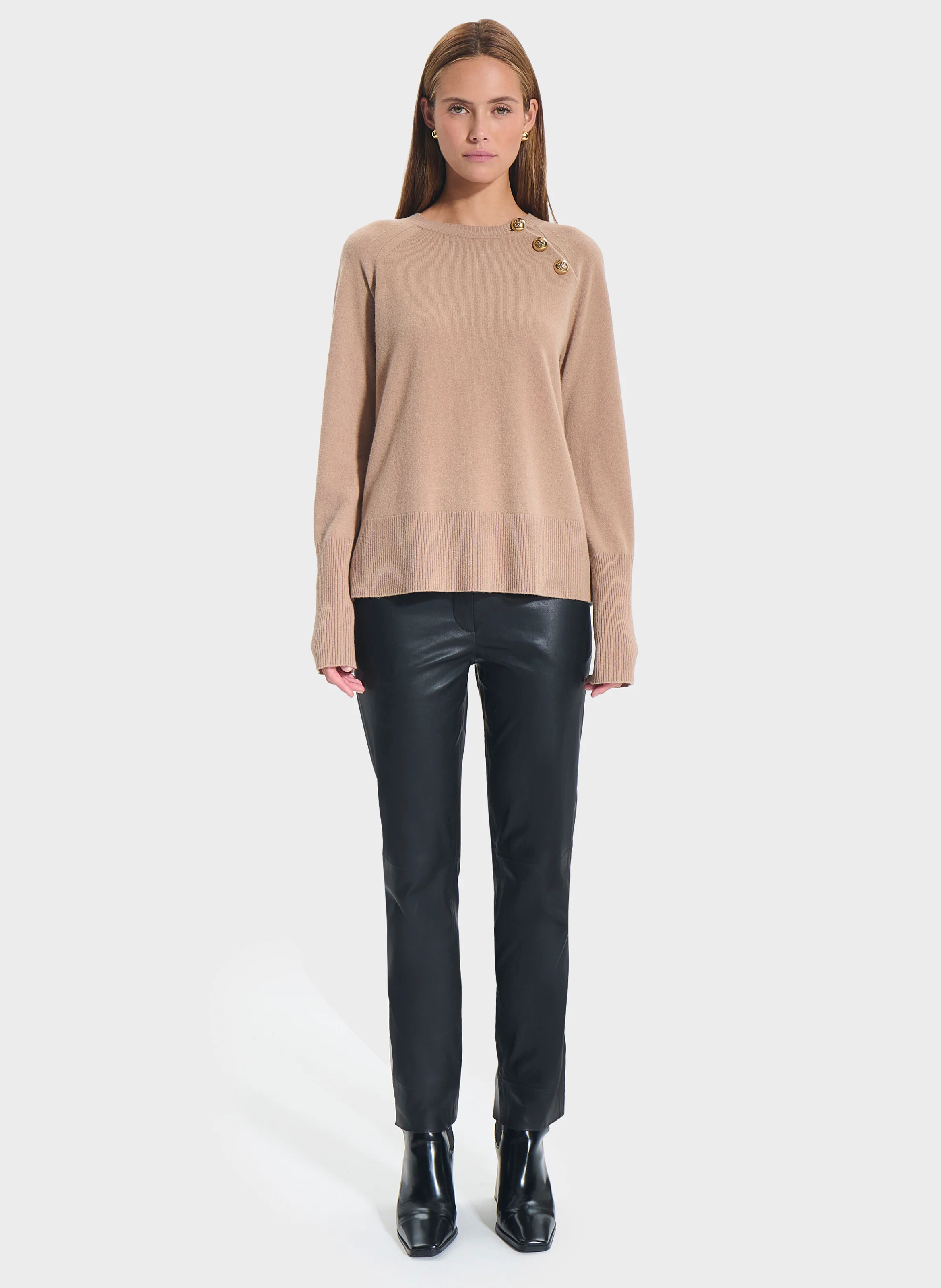 PLAISIR - Pantalon droit en cuir | Noir