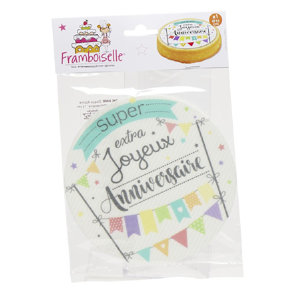 Disque azyme motif joyeux anniversaire 20 g