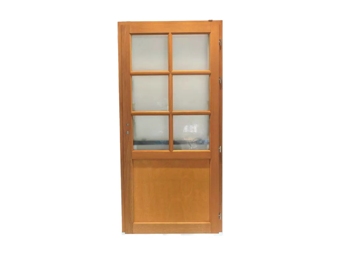Porte De Service Bois Vitrée Naxos, H,200xl,80 P,gauche Côtes Tableau Gd Menuiseries