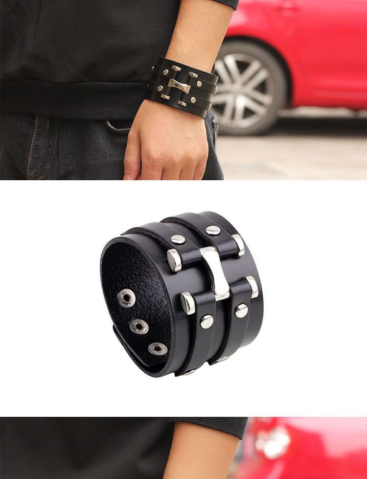 KINNO - Brede armband van echt leer