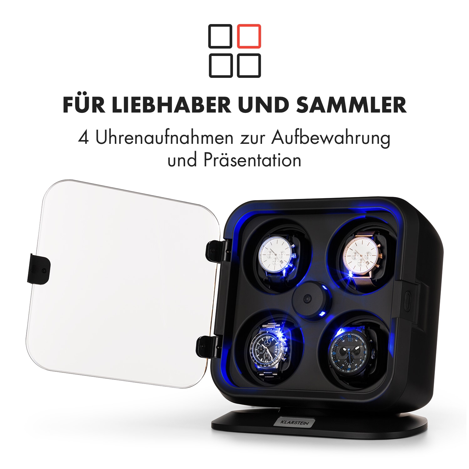 Clover Uhrenbeweger 4 Uhren 3 Rotationen 4 Geschwindigkeiten LED