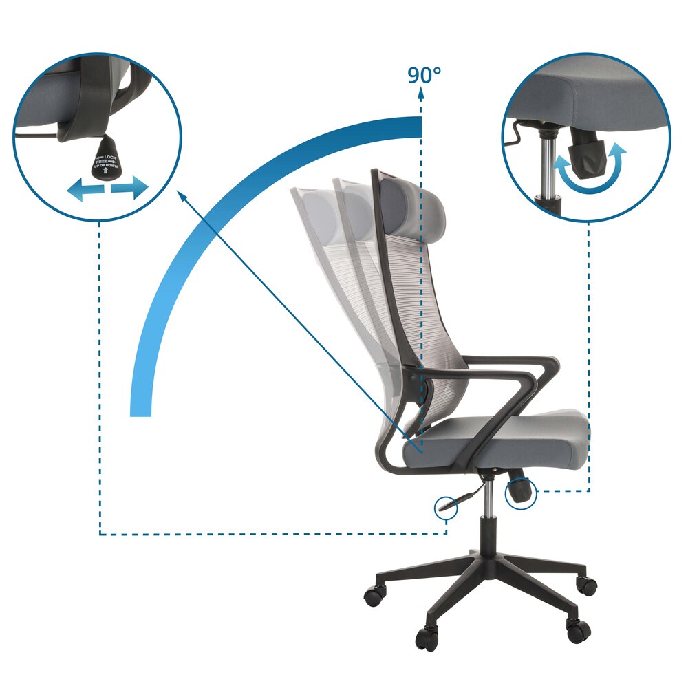 Home Office Bürostuhl NEKEO Stoff/Netzstoff mit Armlehnen hjh OFFICE