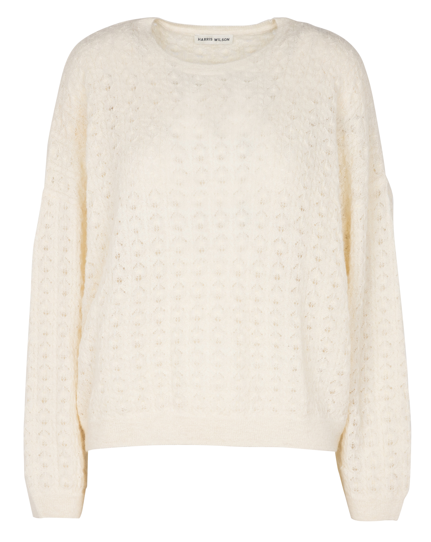 ERMENCE - Pull oversize col rond en alpaga mélangé | Blanc