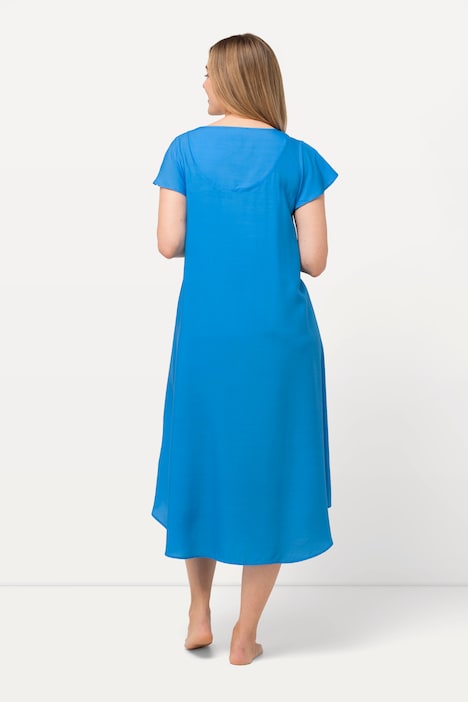 Midikleid, Lupinen, A-Linie, V-Ausschnitt, Cup-Ärmel