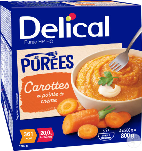 Delical Les Purées HP HC Carottes Et Pointe De Crème 4x200g