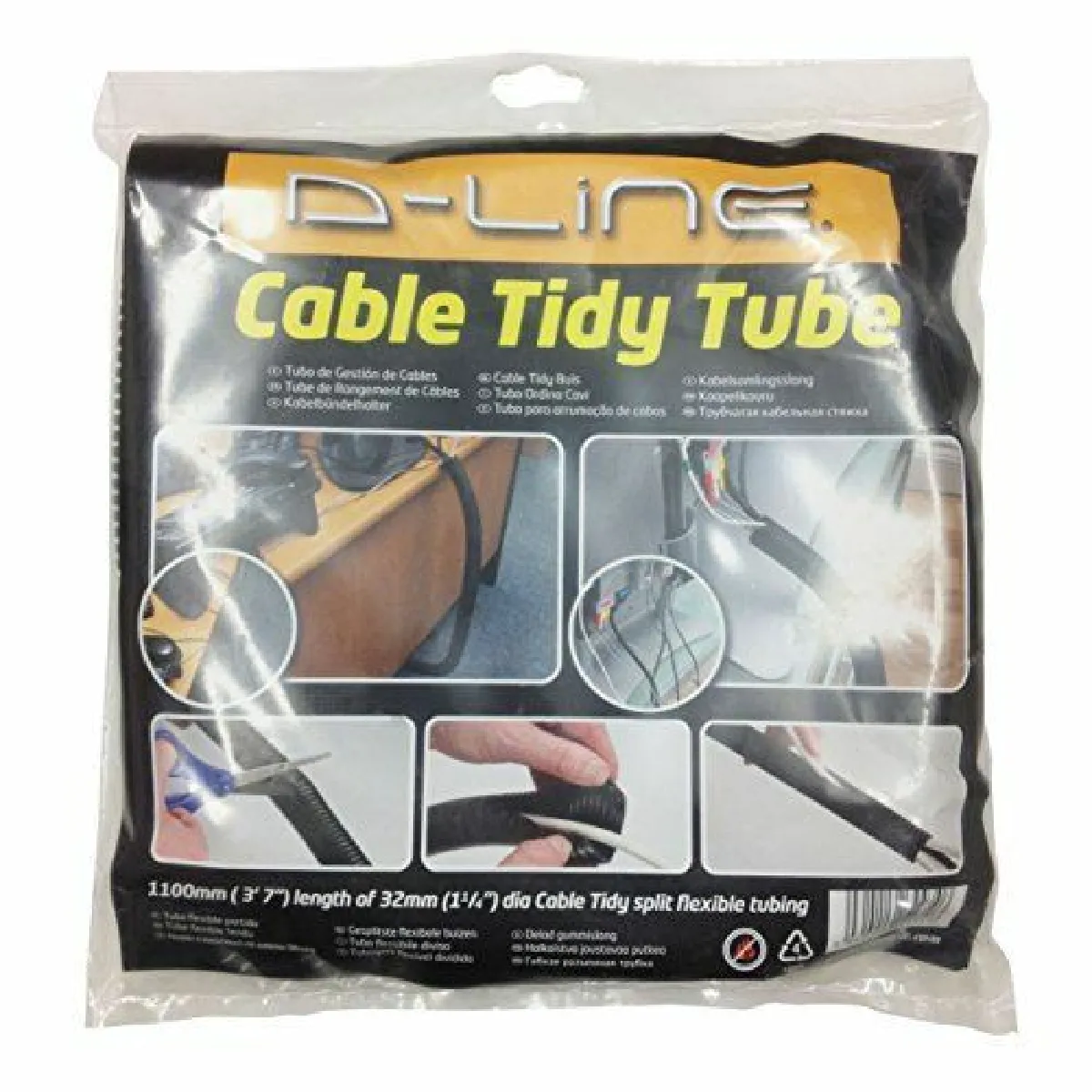 D-Line Tube range-câbles Noir M