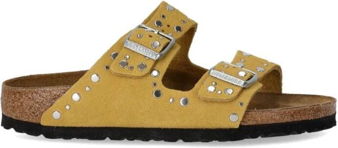 BIRKENSTOCK Teenslippers Dames Arizona Rivet Border Maat: 37 Materiaal: Suède Kleur: Geel