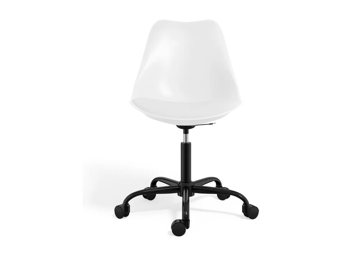 Chaise de bureau avec roulettes - Chaise de bureau pivotante - Structure noire Tulip Turquoise