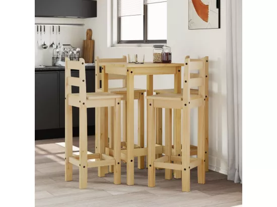 Ensemble de bar 5 pcs Bois de pin massif