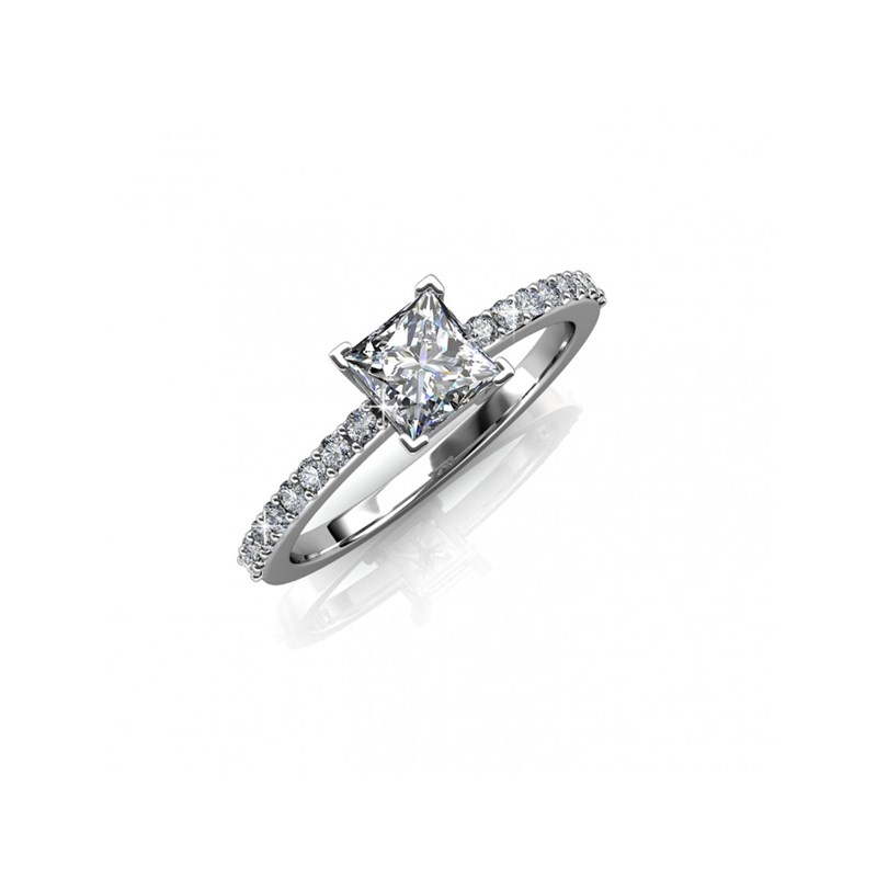 Bague Simple Square - Argenté et Cristal
