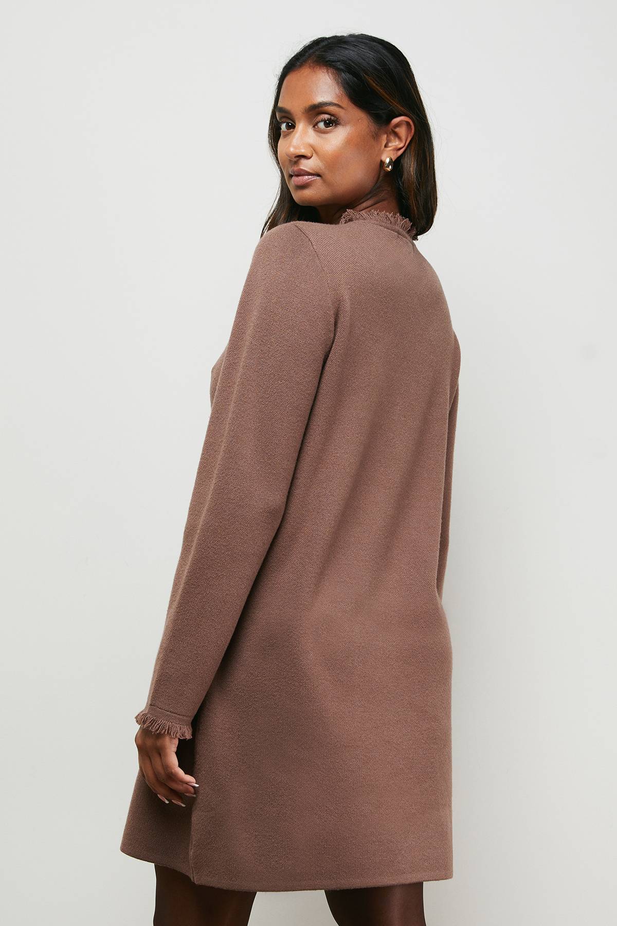 Oasis Robe Mini Col Rond à Détails Franges