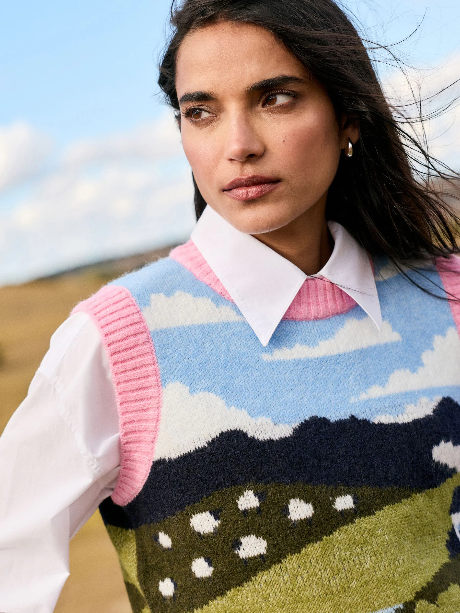 Scène met meerdere landschappen - Sleeveless Knitted Tank With Wool