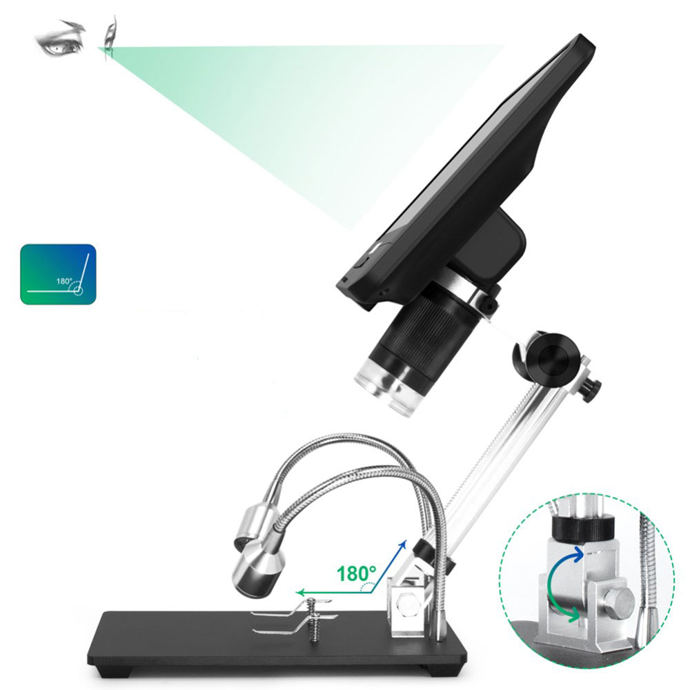 2MP Digital Mikroskop (5x-1200x) mit 10-LED's und 8.5