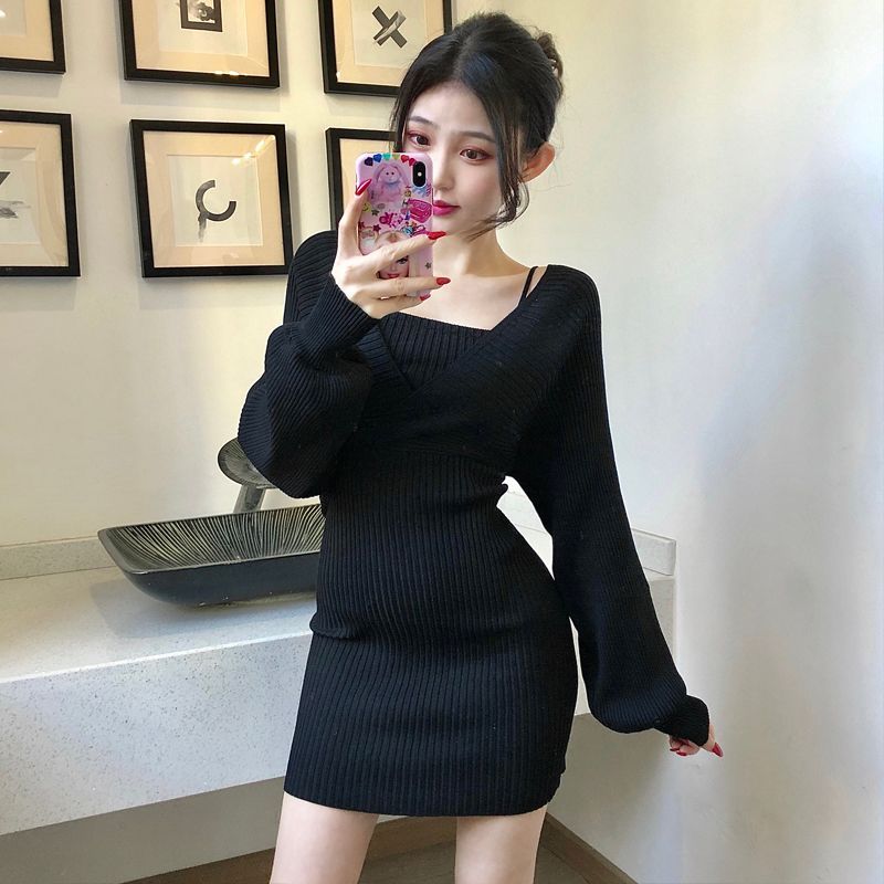Gelbes - Mock Two-Piece Sweater Dress