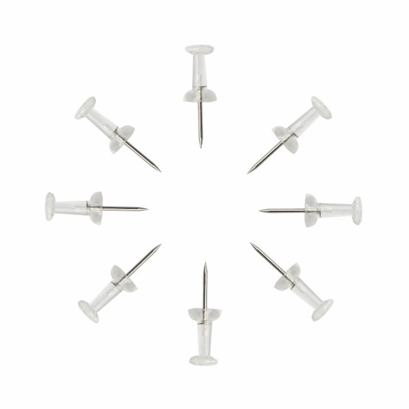 (100er Set) 20mm Pinnnadel Deko Steck Nadel Reisszwecke mit Griff - Silber / Transparent