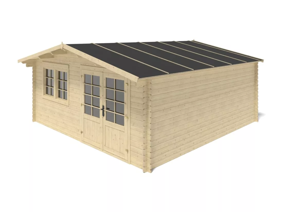 Abri de jardin en bois - 25m2 - 5x5m - Ep. 34mm - Couleur: naturel - DOM722 - ALTANKA