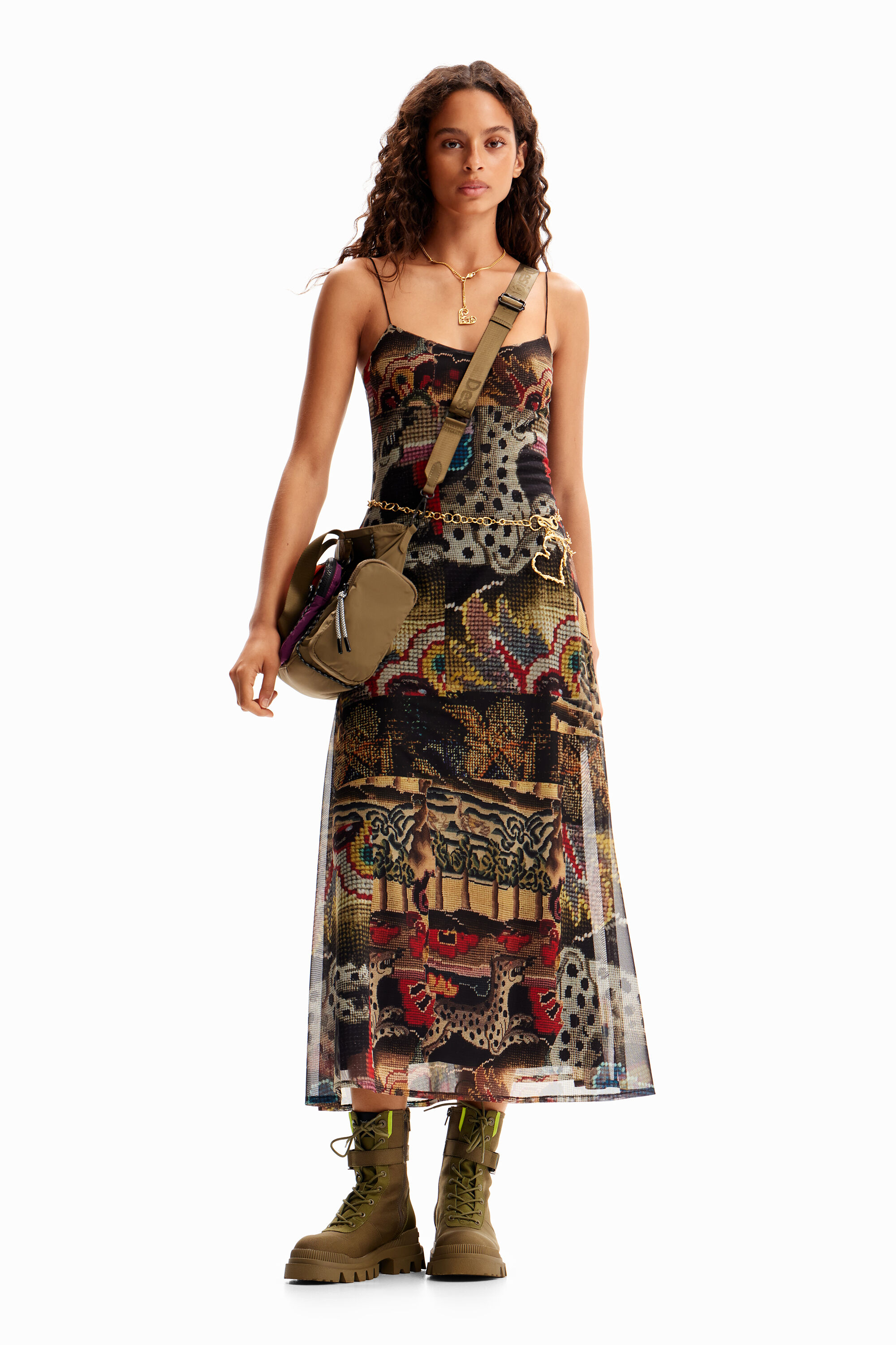 Vestido midi tapeçaria M. Christian Lacroix