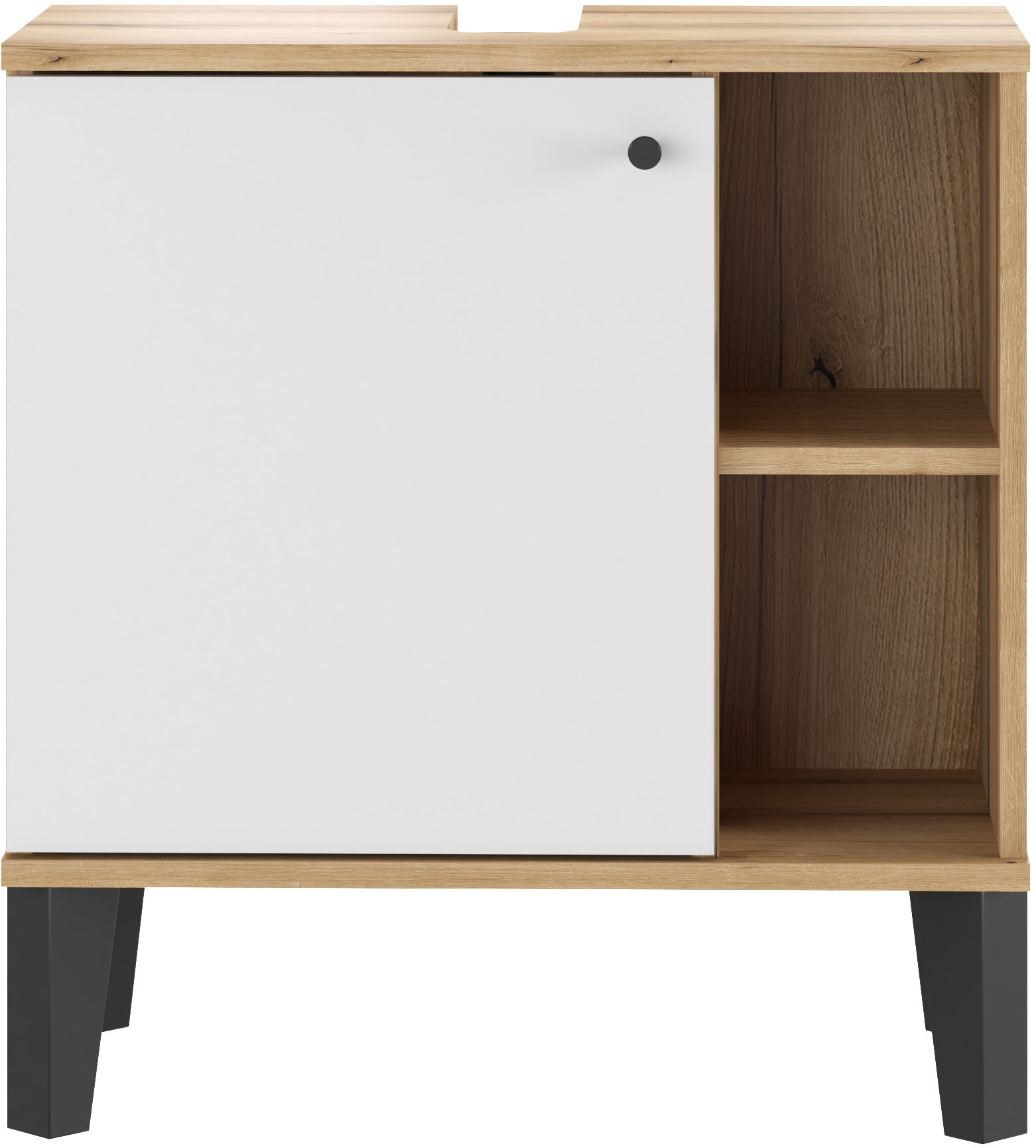 INOSIGN Waschbeckenunterschrank »Oslo, Waschtisch mit Knopfgriff, Badschrank im skandinavischen Design« in der Türfarbe Weiss oder Grau verfügbar, ausreichend Stauraum