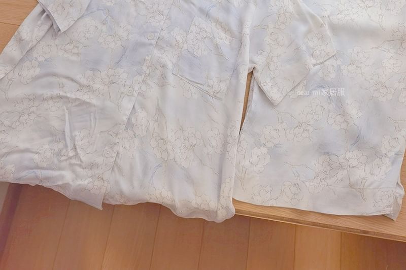 Sweetzer - Pyjamashirt met korte mouwen en bloemenprint / Broek / Shorts / Set