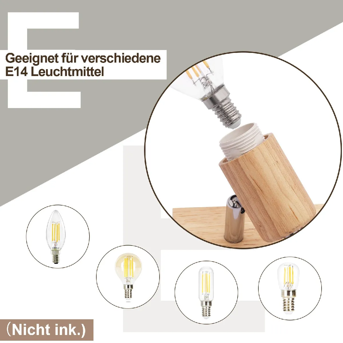ZMH Lampe pendante - Noir et Bois