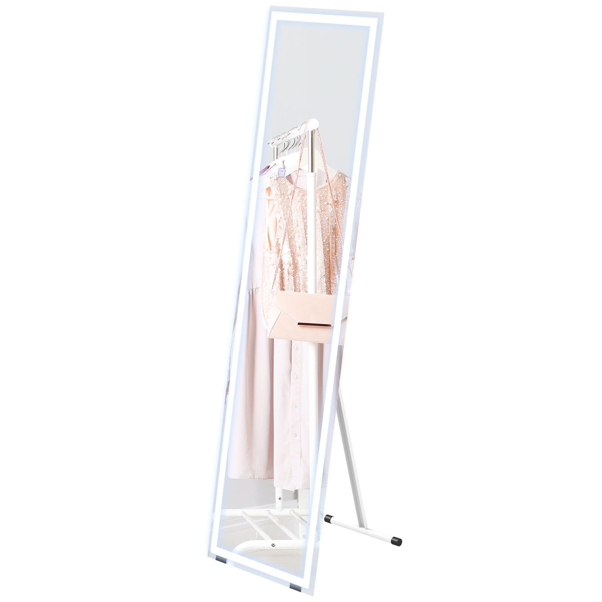 HOMCOM Ganzkörperspiegel mit Beleuchtung weiß 150L x 40B x 2,9H cm